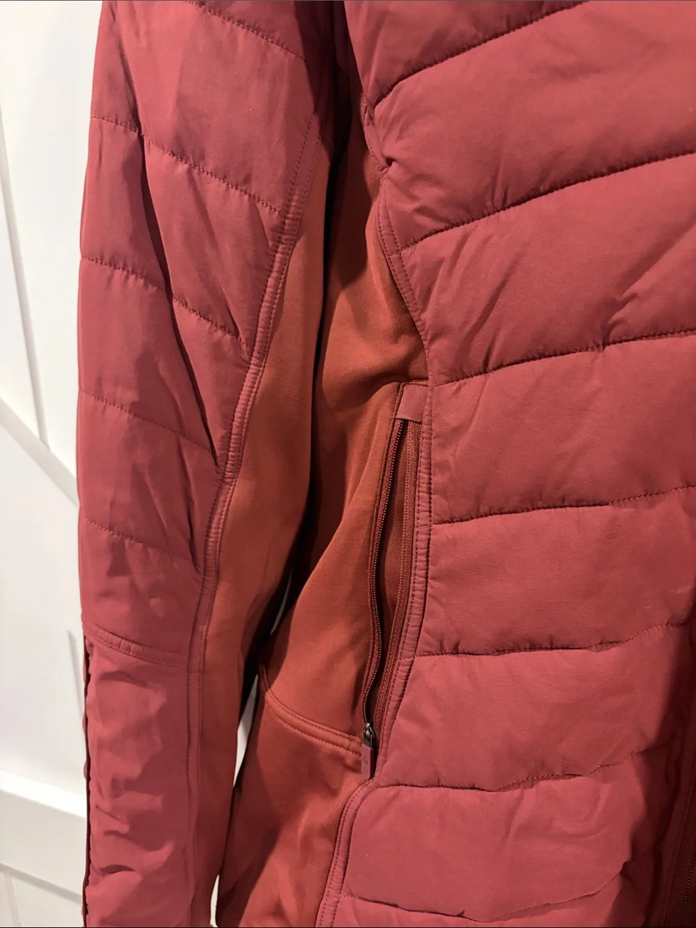 Women's Quilted Hooded Jacket - burgundy color by Lululemon. Double lined.